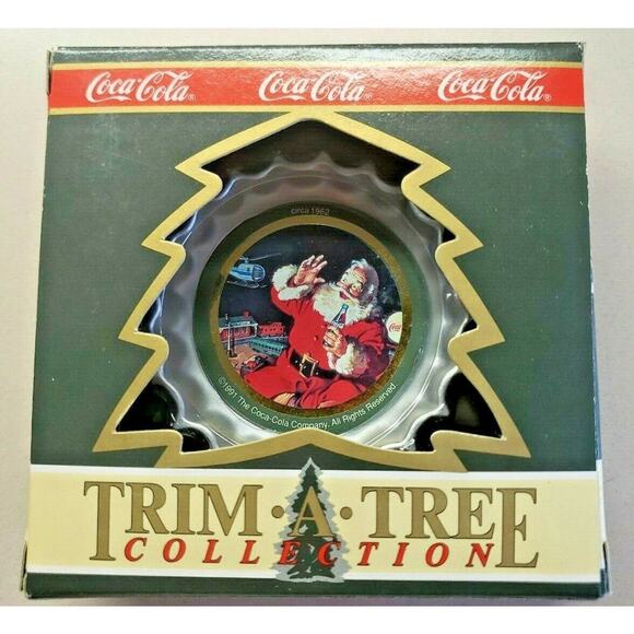 1990 Coca Cola Trim A Tree Collection Ornament Christmas Bottle Cap NOS U72-9 - Picture 1 of 5